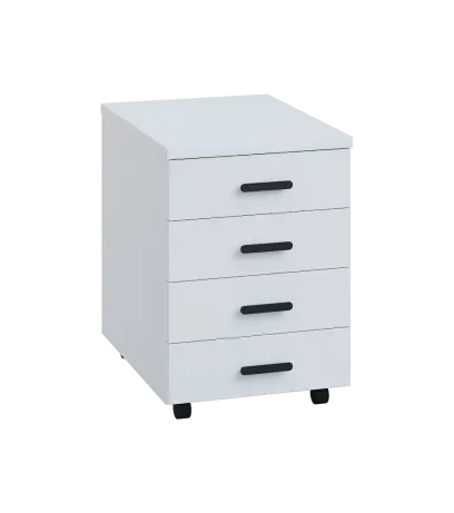 LK 2 - 01 kontejner pojízdný, 4-zásuvkový, deska 25 mm, bez zámku, bílá